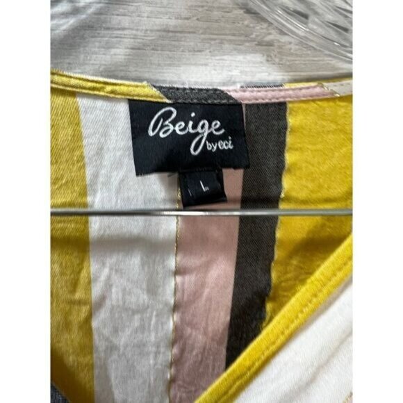 Beige by ECI Surplice Front 3/4 Sleeves Blouse Large - Picture 5 of 7